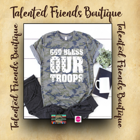 God Bless Our Troops Camo T-shirt