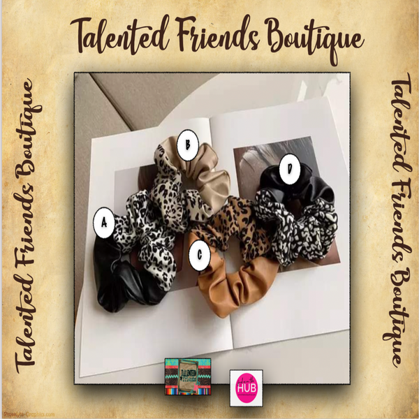 Leather Leopard Scrunches