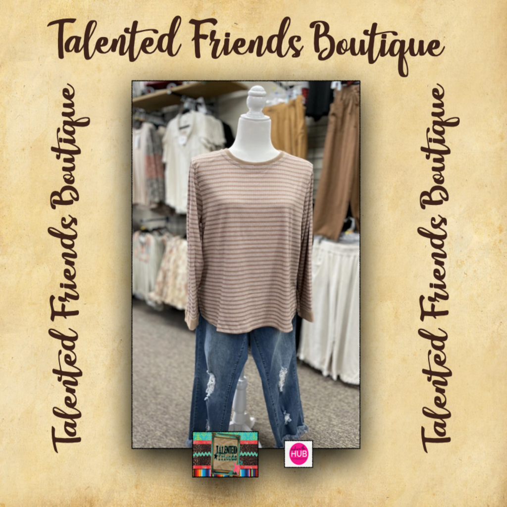 Miss Keep Me In Mind Taupe Striped Top