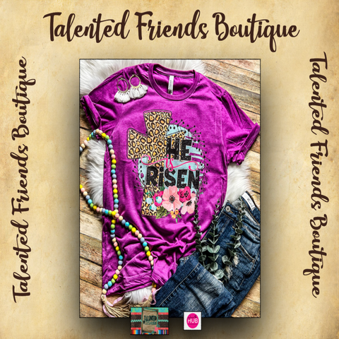 Easter -  He Has Risen Leopard T-shirt