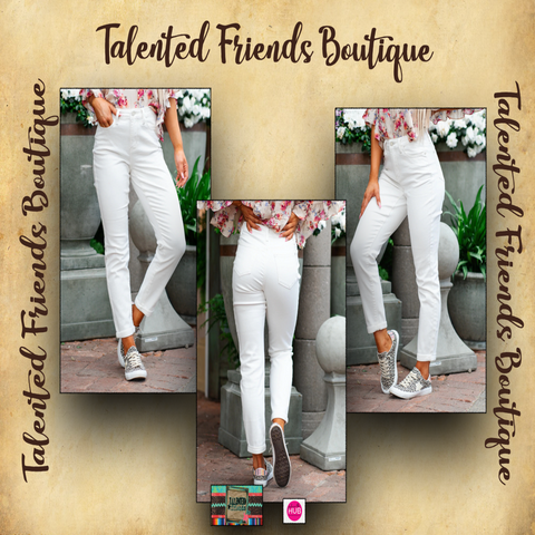 JB Eggshell Boyfriend Denim High Rise Jeans