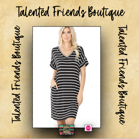 Miss Show Your Soft Side Striped Dress - Black/Ivory