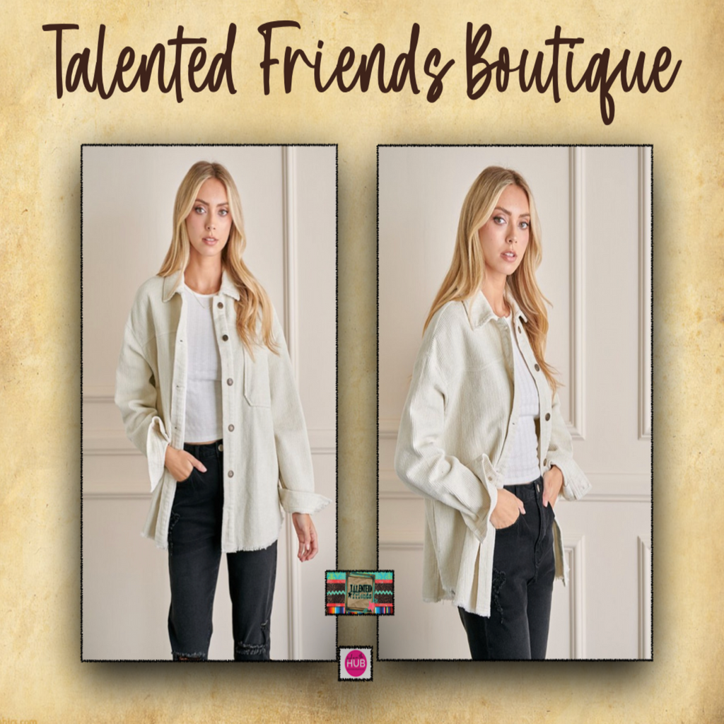 Miss Can't Miss It Corduroy Shacket - Vanilla