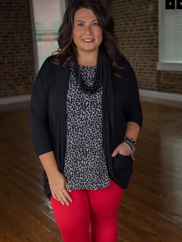 xBlack Pocket 3/4 Sleeve Cardigan