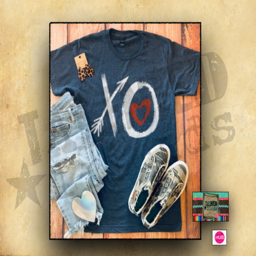 "X O" Heart Denim T-shirt
