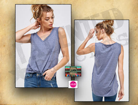 V-Neck Sleeveless Solid Top