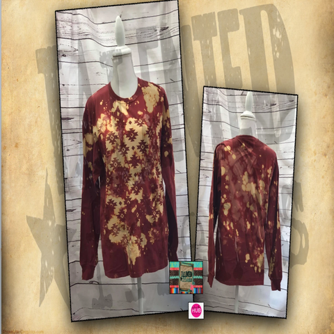 Long Sleeve Bleached Aztec Design T-shirt