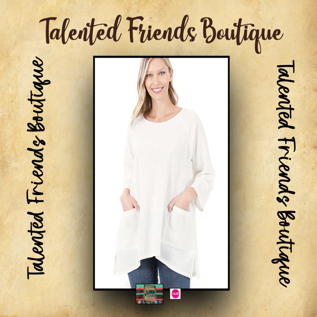 Miss See You There Gauze Tunic - Ivory